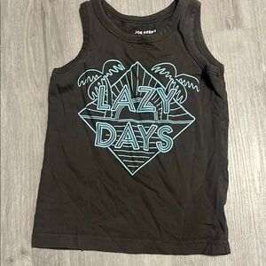 Joe Fresh Black Tank Top with Blue Graphic